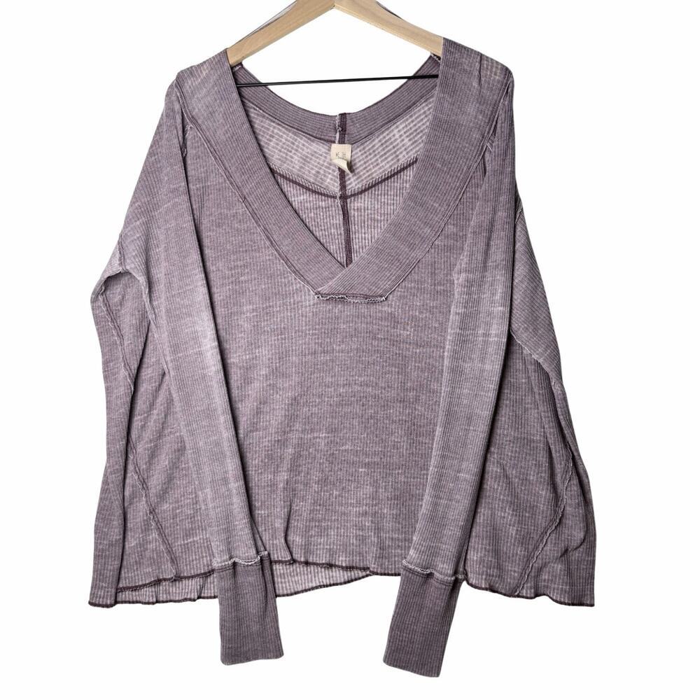 Free People We The Free Oversize Purple Burnout Lightweight Long Sleeve Shirt M
